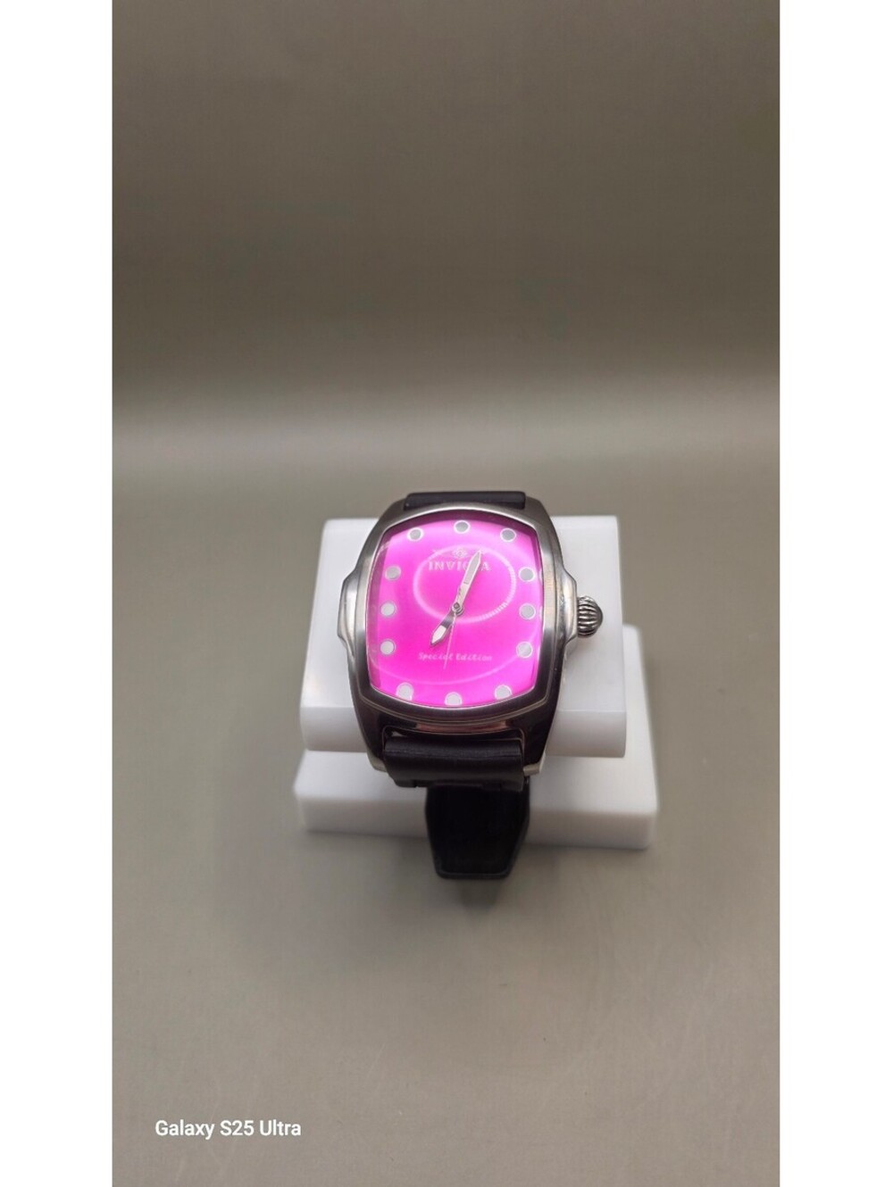 Invicta Lupah Men's Watch with Pink Dial and Black Strap